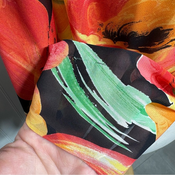 Floral faux Button Front Blouse Boho Lightweight Sheer Romantic Flowy Romantic - Picture 8 of 8